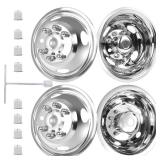 hightall 17 Wheel Simulators, 17\" 8 Lug 4 Hand Holes Stainless Steel Hubcaps,Polished Surface,2Pcs Front Wheel/2Pcs Rear Wheel,Bolts On Wheel Cover Set Compatible with Ford 2005-2021 F350 Truck