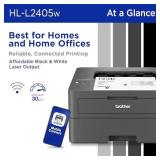 Brother HL-L2405W Wireless Compact Monochrome Laser Printer with Mobile Printing, Black & White Output | Includes Refresh Subscription Trial(1), (Renewed Premium)