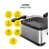 Chefman 4.5 Liter Deep Fryer w/Basket Strainer, XL Jumbo Size, Adjustable Temperature & Timer, Perfect for Fried Chicken, Shrimp, French Fries, Chips & More, Removable Oil-Container, Stainless Steel