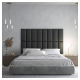 Art3d Peel and Stick Black King Headboard, 12-Pack Upholstered Headboard for Queen, Full-Size Bed, Padded Wall Panel