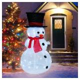 Christmas Lighted Snowman, 4 Feet Pre-Lit Light Up White Collapsible With Built-in 100 LED Lights, Pop Up Christmas Decorations for Indoor Outdoor Garden, Yard, Lawn Xmas Decor