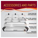 Elite Gourmet EWM-6171 Triple 3 x 2.5 Qt. Trays, Buffet Server, Food Warmer Temperature Control, Clear Slotted Lids, Perfect for Parties, Entertaining & Holidays, 7.5 Qt Total, Stainless Steel