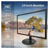 19 Inch PC Desktop Monitor 1440x900, Dual Built-in Speakers, 60Hz, 5ms, Computer Display Low-Blue Light LED Monitors, HDMI, VGA, VESA Mountable Business Screen, Black