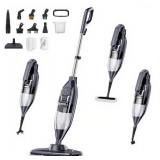 Steam Mop, 12-in-1 Powerful Handheld Steam Cleaner Detachable Steam Mops for Floor Cleaning, 550ML Removable Tank, 23FT Power Cable, MultiPurpose Steamer for Hardwood, Tile,Furniture,Sliver Gray