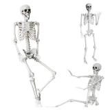 Wocst 5.4Ft/165cm Halloween Skeleton Full Body Life Size Human Bones with Movable Joints for Indoor Outdoor Halloween Props Decorations