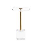 Artmaze Clear Acrylic End Table,Side Table,Brushed Brass Metal,Round,for Office, Living Room and Bedroom,Easy Assembly,12x12 inchï¼21.3 inch high