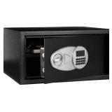 Amazon Basics Steel Security Safe and Lock Box with Programmable Electronic Keypad, for Valuables, Cash, Jewelry, Documents, Black, 1 Cubic Foot, 16.9-x-14.6-x-9.1-inches (WxDxH)