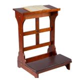 DoubleFill Solid Wood Prayer Bench Stool with Shelf and Cushion Church Prayer Bench Table Chair Padded Kneeler for Kneeling at Home, Religious Gifts, 23 x 20 x 32 Inches(Simple Style)