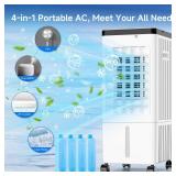 Portable Air Conditioners, Room Air Conditioners, Cooling Up to 20H, Swamp Cooler with 4 Ice Pack, Ac Unit with Timer, 3 Speeds, 120Â°Swing Swamp Cooler for Room Kitchen Bedroom Garage Pets