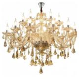 Durahonn 18 Lights Cognac K9 Crystal Chandelier, E12 Bulbs Crystal Ceiling Light Fixture, Luxury Crystal Lamp for Dining Room, Hotels, Living Room, Easy to Install (18-Light)