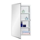 IDYLLOR Plastic Medicine Mirror Cabinet for Bathroom 16 x 26 inch, Surface and Recessed Mount