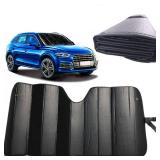 GWUSKDT Car Sun[Shade], Sun Protector,Foldable Front Window Shade-Thicken 5-Layer Bubble for Auto Windshield UV Protection and Heat Reflector 58\"x 27.5\" (Black)