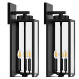 20in Large Outdoor Wall Light Fixtures, Exterior Lighting Fixtures Porch Sconces Wall Mounted, Waterproof Black Outdoor Wall Lanterns Lamps, Outside Lights for House Patio Front Door Entryway, 2-Pack