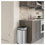 iTouchless 50 Liter / 13 Gallon Stainless Steel Kitchen Trash Can with Sensor 2.0 Tech Touchless Lid and AbsorbX Odor Filter, Oval Slim Space-Saving Automatic Garbage Bin for Home, Office, Business