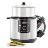12 Quart Steel Electric Digital Pressure Cooker with Stainless Steel Pot in Silver