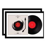 Fxojyvo Vinyl Record Frame for the Wall Display Album Cover, Black 16x24 Frame for any 12 Inch LP Record with Cover - 2 Packs/Black