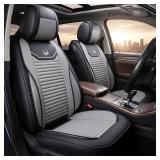 OASIS AUTO Car Seat Covers Premium Waterproof Faux Leather Cushion Universal Accessories Fit SUV Truck Sedan Automotive Vehicle Auto Interior Protector Full Set (OS-008 Gray)