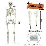 WODMAZ 5.4Ft Halloween Skeleton, Full Size Posable Skeleton with Glowing Eyes Creepy Sound, Full Body Life Size Skeleton and 2 Arm Stakes for Halloween Indoor Outdoor Haunted House Decorations