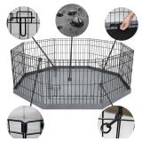 PETIME Foldable Metal Dog Exercise Pen/Pet Puppy Playpen Kennels Yard Fence Indoor/Outdoor 8 Panel 24\" W x 24\" H with Bottom Pad (with Bottom pad, 8 Panels 24\" H)