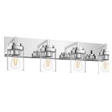 Espird Chrome Bathroom Light Fixtures, 4 Light Bathroom Vanity Light with Clear Glass Shade, 30 in Modern Vanity Light, Bathroom Lighting Fixtures Over Mirror for Bathroom/Living Room