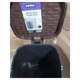 Superio Mini Trash Can with Foot Pedal Small Outdoor Garbage Can with Lid, 1.5 Gallon Plastic Waste Basket for Bathroom, Bedroom, Kitchen, Office, Patio (Wicker Brown 6 QT.)