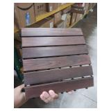 Idzo Interlocking Deck Tiles - 10PCS Waterproof Acacia Wood Patio Tiles, Flooring Tiles for Both Indoor and Outdoor - Decking Stripe Pattern, Dark Brown, 12 x 12 x 0.9 inches