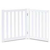 LZRS 2-Panel Wooden Free Standing Foldable Dog Gate Indoor â Solid Hardwood 24\" High, Step-Over Safety Pet Gate for Doorways, Stairs & Small Spaces - Indoor Use, White