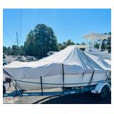 Tuszom 1200D 100% Waterproof Center Console Boat Cover with Motor Cover, Tear-Proof Trailerable Boat Cover for Center Console Boat with 13-19 Windproof Straps (Gray, 16