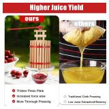 4.75 Gal/18L Manual Fruit Wine Press, Wood Steel Fruit and Wine Press With T-Handle, Stable Triangular Structure, Wine Making Press for Outdoor, Kitchen, Manual Assembly Required