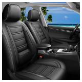 FiveFox Fit 4Runner Car Seat Covers (Only for 5 Seats Version) for Select Toyota 4Runner 2003-2024 - Full Coverage Leather, Airbag Compatible, Waterproof & All Weather Seat Cushion Protector, Black
