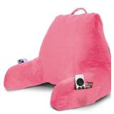 Nestl Reading Pillow with Shredded Memory Foam, Designed for Sitting Up in Bed and Couch, Back and Arms Adjustable Support for Adult & Teens Backrest Pillows for Reading with Washable Cover Light Pink