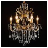 Homeooze 6 Light Classic Traditional Candle-Style Crystal Chandeliers for Dining Room Living Room Bedroom entryway Antique Gold Finish