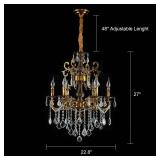 Homeooze 6 Light Classic Traditional Candle-Style Crystal Chandeliers for Dining Room Living Room Bedroom entryway Antique Gold Finish