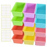 Zonon 12 Pcs Plastic Cubby Storage Bins Classroom Cubby Organization Storage Containers with 1 Pack Self Adhesive Labels Bin for Office Library School Home(Candy Color)