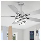 Curve Curio 52\" Ceilling Fan with Light Chandelier Fan Modern DC Motor Dimmable Led Fandelier Ceiling Fan with Light for Bedroom, Living Room