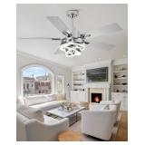 Curve Curio 52\" Ceilling Fan with Light Chandelier Fan Modern DC Motor Dimmable Led Fandelier Ceiling Fan with Light for Bedroom, Living Room