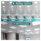 kadision 2x2 LED Flat Panel Light, 50W/45W/40W/30W/25W Adjustable, 5000K/4000K/3500K Selectable, 5500LM 0-10V Dimmable Drop Ceiling Lights, 100-277V ETL-Listed, 4-Pack