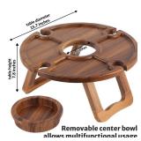 Portable Wine Table - Keeps Wine Glasses & Bottle in Place - Outdoor Wine Table - Wine Picnic Table - Wooden Outdoor Folding Picnic Table with Glass Holder - Outdoor Folding Wine Table for Outside
