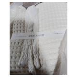 Levtex Home Mills Waffle King Bedspread Set (122x106in) with 2 Pillow Shams (36x20in) - Cream - Cotton Waffle King Size Bedspread Set - Soft, Pre-Washed