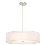 VONLUCE 3-Light Drum Chandeliers, 20\" Pendant Light Fixture with 2-Layer Fabric Shade E26 Bases, Adjustable Swivel Joint Hanging Light Fixture for Bedroom Living Room Kitchen Hallway, Brushed Nickel