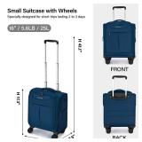 Hanke Underseat Carry On Luggage with Wheels, Lightweight Small Suitcase Airline Approved 16 Inch Softside Personal Item Travel Bag for Women Men, Compact Under Seat Luggage with Spinner Wheels.(Blue)