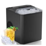 SMUG Countertop Ice Maker,9 Cubes in 6 Mins,26lbs in 24Hrs,2 Sizes of Bullet Ice,Auto-Cleaning,Portable Ice Machine with Handle,Basket and Scoop for Home Kitchen,Party and Camping(Elegant Black)