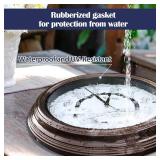 Geevon Illuminated Outdoor Clocks Waterproof with Temperature & Humidity, 18 Inch Large Lighted Wall Clock for Patio, Pool & Garden, Retro Metal Bronze Frame