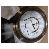Geevon Illuminated Outdoor Clocks Waterproof with Temperature & Humidity, 18 Inch Large Lighted Wall Clock for Patio, Pool & Garden, Retro Metal Bronze Frame