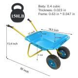 3T GROUP Toddler Wheelbarrow,Children Wheelbarrow Toy for Kids Gardening Tool Set,Kids Wheel Barrel,Wheel Barrow Sowing,Digging Sand,Sweeping Leaves,Shoveling Snow Blue(Blue)