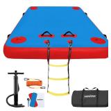 VOFiTNY Inflatable Floating Dock Swim Air Platform Island Raft Mat for Lake Beach Ocean with Rope Ladder, Non-Slip Surface