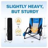 FAIR WIND 1 Pack Beach Chair with Umbrella for Adults Shade Chair Folding Backpack Portable Concert Bag Sand Chair with Cup Holder - Navy Blue with Black