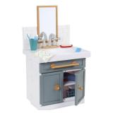 Little Tikes First Bathroom Sink with Real Working Faucet Pretend Play for Kids, 12 Bathroom Accessories, Interactive Unique Toy Multi-Color, Ages 2+ Grey