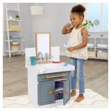Little Tikes First Bathroom Sink with Real Working Faucet Pretend Play for Kids, 12 Bathroom Accessories, Interactive Unique Toy Multi-Color, Ages 2+ Grey