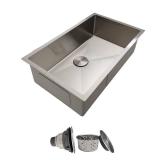30 Inch Undermount Kitchen Sink - Delironexu 18 Gauge Stainless Steel Single Bowl Kitchen Sinks 30\"x18\"x9\" Handmade Design with Brushed, Includes Drain Kit (No Additional Accessories)